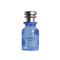 Osma Woody S Mango Leather 75ml EDP — Blue glass perfume bottle with silver cap and blue rose floral print