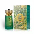 Paris Corner Khair Pistachio 100ml EDP — Green frosted glass perfume bottle with gold ornate cap next to its matching green and gold patterned box, both featuring Arabic calligraphy and 'KHAIR PISTACHIO' text.