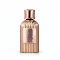 Paris Corner Qissa Delicious by Paris Corner – 100 ml untuk Wanita, botol minyak wangi emas ros berjalur dengan label bertekstur daun tropika.