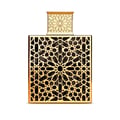 Rayhaan Rayhaan Elixir 100ml Eau de Parfum for Men — Rectangular gold-accented perfume bottle with intricate geometric cutouts and a matching patterned cap, isolated on a white background.