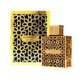 Rayhaan Rayhaan Elixir 100ml Eau de Parfum for Men — Gold patterned box and bottle with intricate geometric cutouts, featuring the brand name 'RAYHAAN' and 'ELIXIR' on the box.