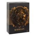 Rayhaan Rayhaan Lion Powerful for Man 100ml — Black box with a golden lion emblem and gold striped accents on the side.