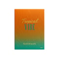 Rayhaan Rayhaan Tropical Vibe 100ml Eau de Parfum — Rectangular perfume box with a gradient of orange to teal, featuring embossed tropical leaf patterns and gold text.