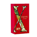 Rue Broca Exotic Paradise by Rue Broca 100ml EDP Women — Kotak hadiah merah dengan potongan besar 'X' mendedahkan cetakan hutan tropika di dalamnya, memaparkan teks 'EXOTIC Paradise' dan logo Rue Broca.