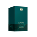 Rue Broca Luminus Pour Femme — A tall, dark teal perfume box with gold lettering. The top features the Rue Broca logo, and the bottom has the product name 'Luminus' and details.
