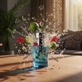 Rue Broca Luminus Pour Homme by Rue Broca 100ml Lelaki — Botol minyak wangi biru meletup dengan limau, lavender, dan beri merah, dikelilingi serpihan kaca.
