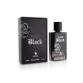 Volare Deep Black Sport X Volare 100ml — Black perfume box with rose design next to a black perfume bottle with rose design, on a white reflective surface.