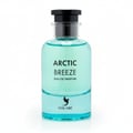 Volare Arctic Breeze — Botol minyak wangi kaca jernih berisi cecair biru muda, penutup hitam, dan teks "ARCTIC BREEZE EAU DE PARFUM".