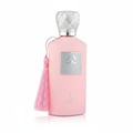 Volare Darlene Pour Femme by Volare – 100 ml for Women, a pink perfume bottle with a silver patterned cap and a pink tassel.
