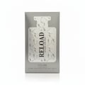 Volare Reload Intense by Volare Man – 100 ml for Him box with a white and silver marble pattern design, featuring the text 'RELOAD INTENSE FOR MAN' vertically.