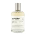 Volare Society 974 — Clear glass perfume bottle with a silver cap, filled with pale yellow liquid, on a white background.