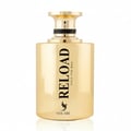 Volare Reload Gold by Volare Man – 100 ml untuk Lelaki, botol minyak wangi emas berbentuk segi empat dengan tulisan hitam dan penutup emas, berlatar belakang putih.