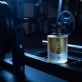 Volare Reload Intense by Volare Man – 100 ml for Him perfume bottle with a dark gym background, featuring weight plates and a barbell.