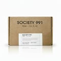 Volare Society 991 by Volare 100ml Unisex — Kotak kadbod coklat untuk minyak wangi Society 991, dengan nama jenama dan butiran produk dicetak di hadapan. Label putih dengan maklumat produk tambahan dilekatkan pada kotak.