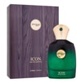 Zimaya Icon by Zimaya 100ml EDP for Men — Botol minyak wangi hijau dan hitam gradien dengan penutup emas, sebelah kotak bertekstur kayu ungu.