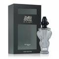 Zimaya Infrad Noir by Zimaya 100ml EDP untuk Lelaki — Kotak hitam bertekstur dengan corak geometri dan tulisan emas, bersebelahan botol minyak wangi kaca jernih dengan penutup hitam berhias dan tulisan emas.