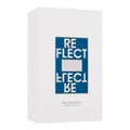 Zimaya Reflect by Zimaya 100ml EDP Unisex — White perfume box with a blue rectangular label featuring the word REFLECT in white, and "Zimaya" in gold script, with the word REFLECT reversed below. Text "eau de parfum e100ML 3.4FL.OZ." at the bottom.