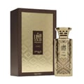 Zimaya Modhesh Elegant Pour Homme by Zimaya 100ml EDP — Kotak dan botol corak emas dengan kaligrafi Arab dan teks