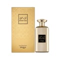 Zimaya Noor Oud Dubai by Zimaya 100ml EDP Unisex — Gold patterned box next to a gold perfume bottle with a black label showing Arabic and English text.