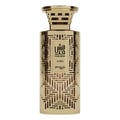 Zimaya Modhesh Elegant Pour Homme by Zimaya 100ml EDP — Botol emas corak berukir dengan tulisan Arab dan teks 'MODHESH AURA zimaya'
