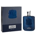 Zimaya Royal Paragon by Zimaya EDP 100ml Man — Blue striped box and blue square perfume bottle with silver cap, both featuring a blue crest emblem.