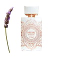 Zimaya Musk Is Great by Zimaya 100ml EDP Unisex — White perfume bottle with gold geometric accents and a sprig of lavender.