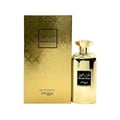 Zimaya Noor Oud Dubai 100ml EDP Unisex — Golden bottle and matching box with Arabic calligraphy and geometric pattern, presented on a white background.