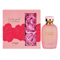 Zimaya Only You by Zimaya Perfume Elixir 100ML EDP — Pink gift box with rose illustrations and a window revealing pink rose soaps, next to a pink frosted perfume bottle with a gold cap.