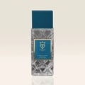 Bujairami Real Deal Fresh Citrus Musk 100ml Extrait — Clear faceted glass bottle with a textured teal cap and a blue label featuring a gold crown logo and text.