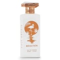 Gulf Orchid Reflection For Her 100ml — White rectangular perfume bottle with a copper and white cap, featuring an orange circular graphic of a flamingo and palm leaves reflected in water on the front. | Gulf Orchid Reflection For Her 100ml — Botol minyak wangi putih segi empat dengan penutup tembaga dan putih