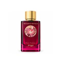 Zimaya Reverie Petals by Zimaya 100ml EDP Women — Rectangular glass perfume bottle with deep pink liquid, gold cap, and circular floral emblem.