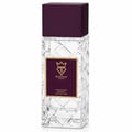 Bujairami Sacred Order by Bujairami 100ml Extrait — Clear faceted glass bottle with a deep purple square cap, featuring a gold-bordered maroon label with a crown logo and brand name.