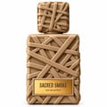 French Avenue Sacred Smoke by French Avenue 100ml EDP Unisex — Botol minyak wangi berwarna tan dengan luaran bertekstur anyaman dan label emas bertulis 'SACRED SMOKE eau de parfum'