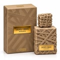 French Avenue Sacred Smoke — Kotak dan botol bertekstur beige dengan label emas, menampilkan rekaan anyaman.