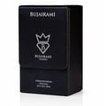 Bujairami Shadow Script - Bujairami 100ml Extrait — Black leather-textured box with silver logo and text, featuring a crown and diamond emblem, and product details at the bottom.