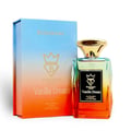 Bujairami Vanilla Dream Eau de Parfum 100ml — Perfume bottle with a gold cap and gradient glass, next to its matching ombre box with crown logo.