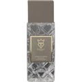 Bujairami World Power Oud Cacao Leather 100ml Extrait — Clear faceted glass bottle with a grey cap and a gold label featuring a crown and 'B' logo.