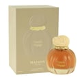 Maison Asrar Vanilla Voyage oleh Maison Asrar 100ml EDP Unisex — Botol minyak wangi kaca bulat berwarna amber berjalur dengan penutup krim bertekstur dan trim emas, dipamerkan di sebelah kotak beige sepadan dengan reka bentuk botol terimbas.